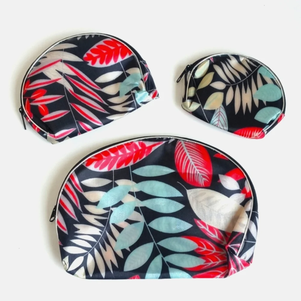 Travel Foldable Floral Vinyl Tote Bag with 3 Matching Pouches